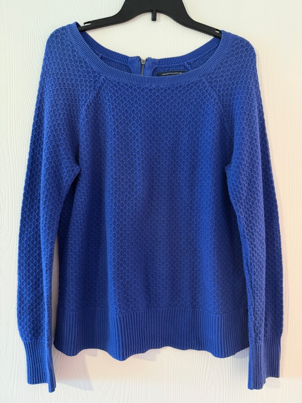American Eagle Outfitters Royal Blue Textured Crewneck Sweater